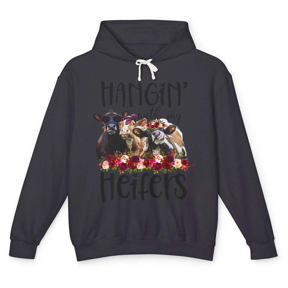Funny Floral Heifer Hanging With My Heifer Cow Castle Farmer Unisex Lightweight Hoodie