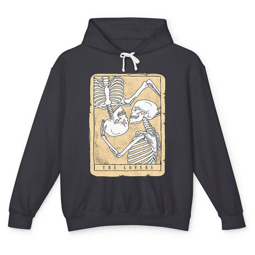 Tarot Card The Lovers Skeleton Couple Funny Skull Vintage Astrology Gothic Happy Valentine's Day Unisex Lightweight Hoodie