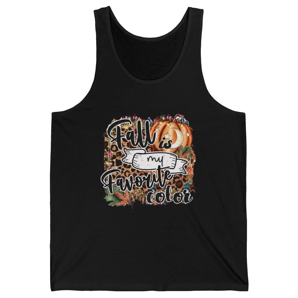 Retro Pumpkin Fall Is My Favorite Color Leopard Autumn Gift Unisex Jersey Tank