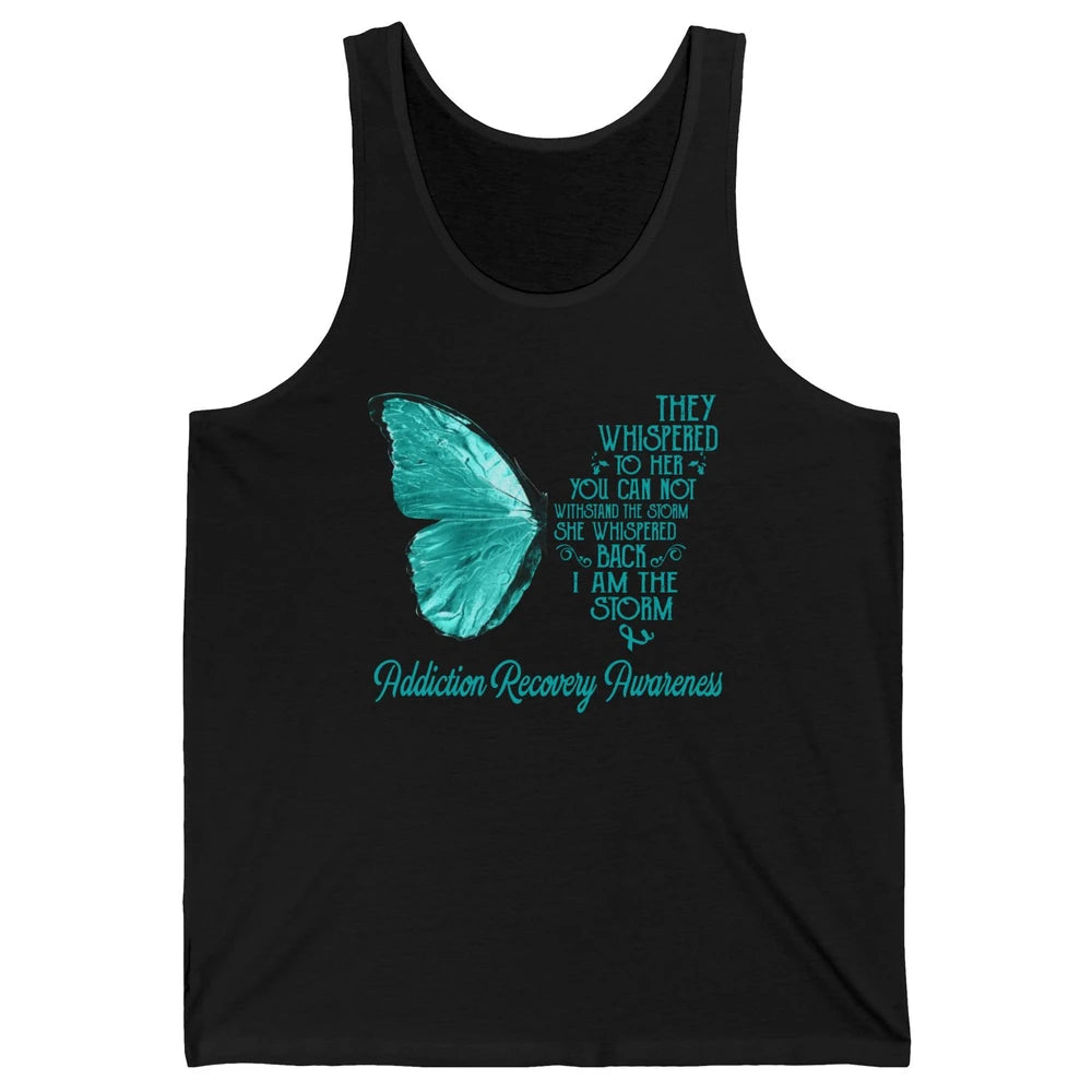Addiction Recovery Awareness Ribbon Butterfly I'm The Storm Unisex Jersey Tank
