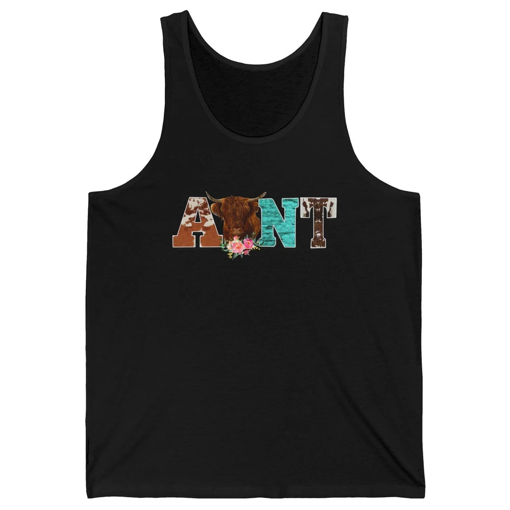 Cowhide Highland Cow Aunt Cow Western Country Heifer Auntie Unisex Jersey Tank