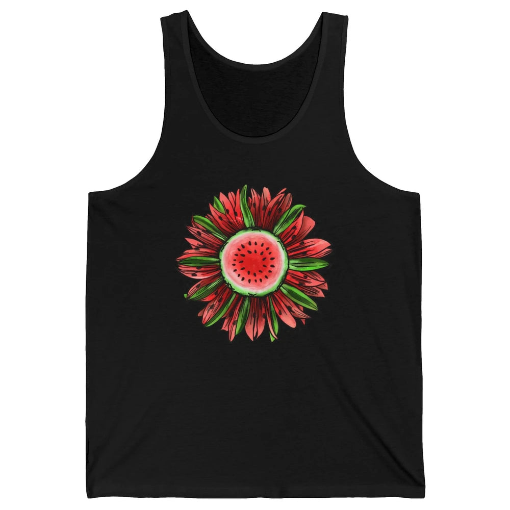Watermelon Sunflower Summer Peace Love Watermelon Lover Gift Unisex Jersey Tank