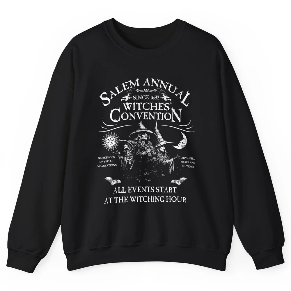 Retro Salem Annual Witches Convention Halloween Witch Magic Unisex Crewneck Sweatshirt