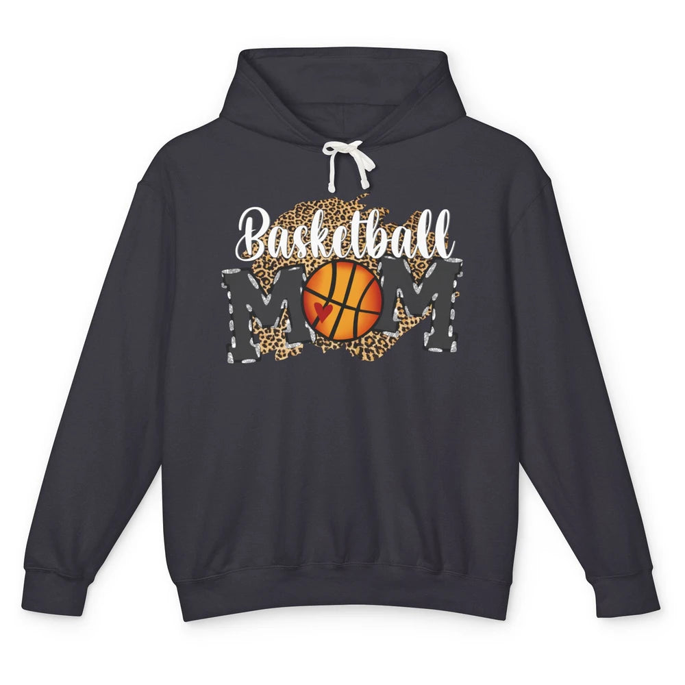 Leopard Basketball Mom Proud Basketball Players Mom Gift Unisex Lightweight Hoodie