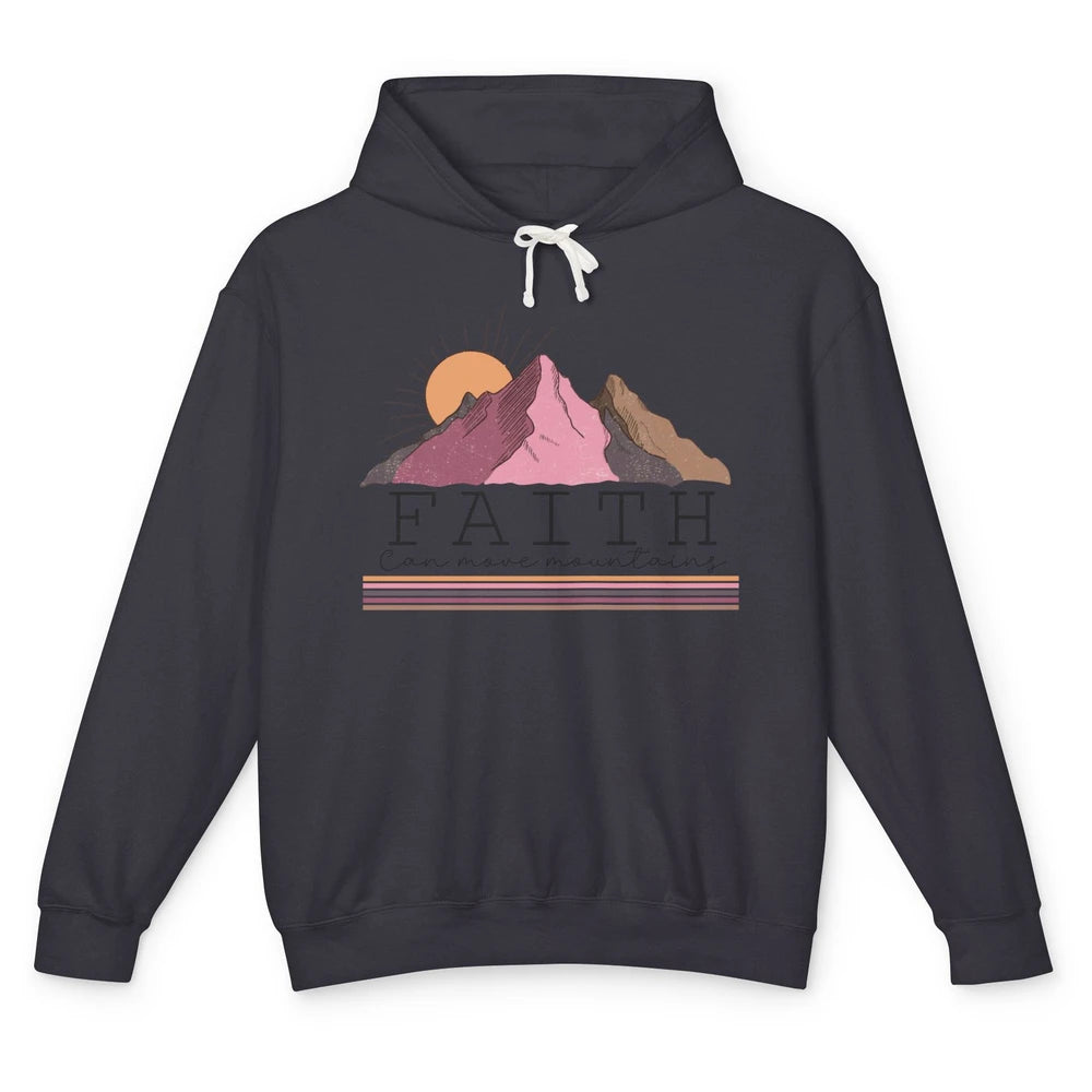 Faith Can Move Mountains Retro Christian Bible Verse Jesus Unisex Lightweight Hoodie