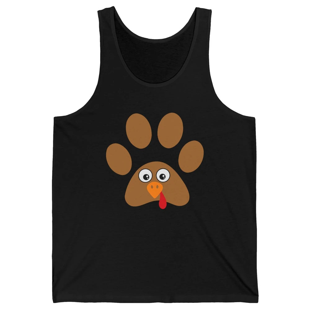 Turkey Pawprint Dog Paw Thanksgiving Cute Puppy Turkey Day Unisex Jersey Tank