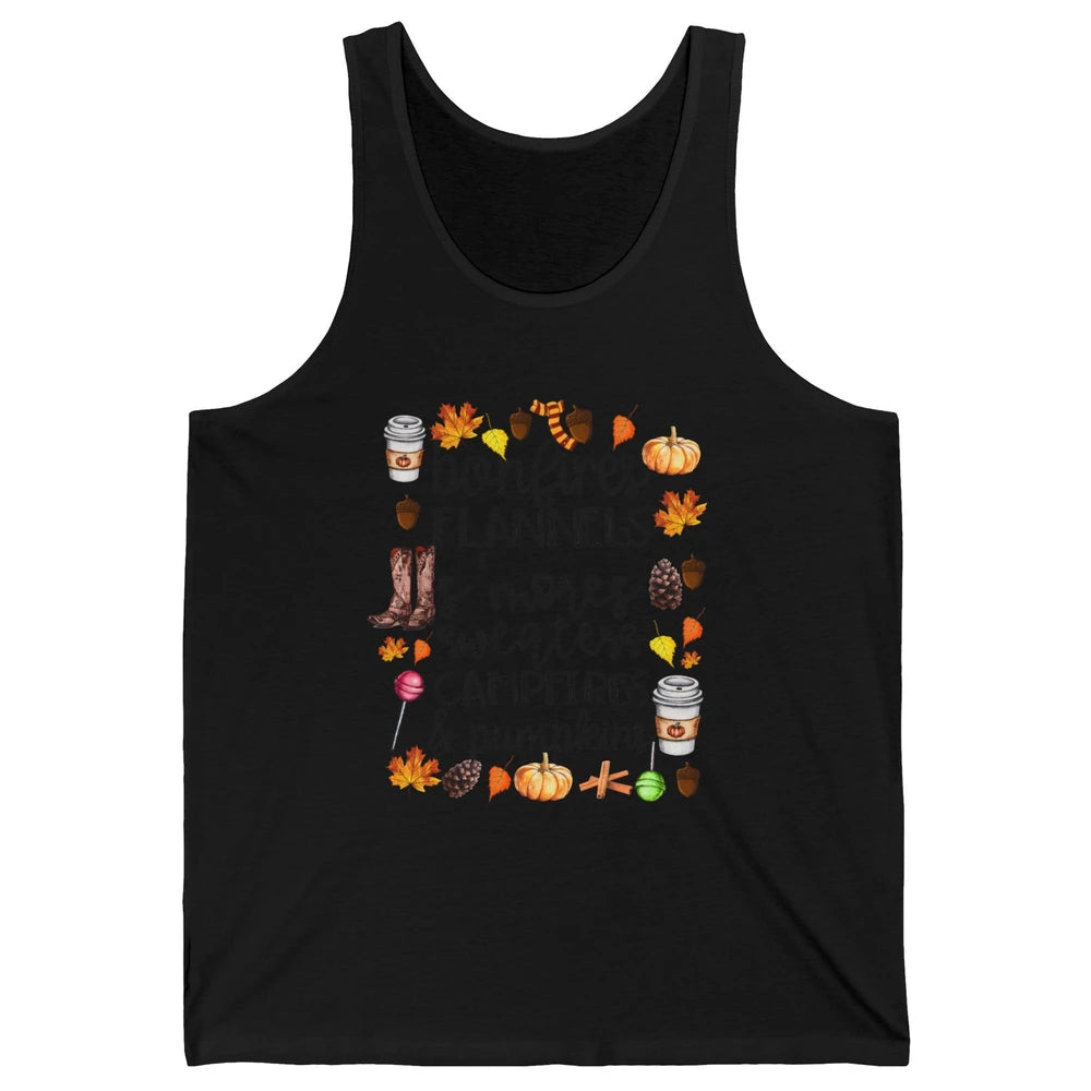 Fall Stuff Pumpkins Falling Leaves Campfire Halloween Autumn Unisex Jersey Tank