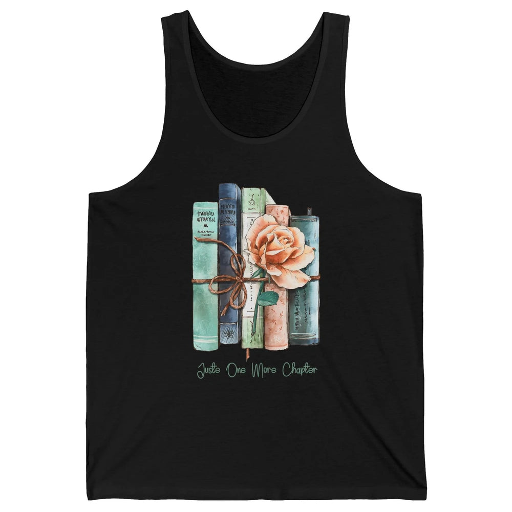 Just One More Chapter Minimalist Floral Book Page Aesthetic Unisex Jersey Tank
