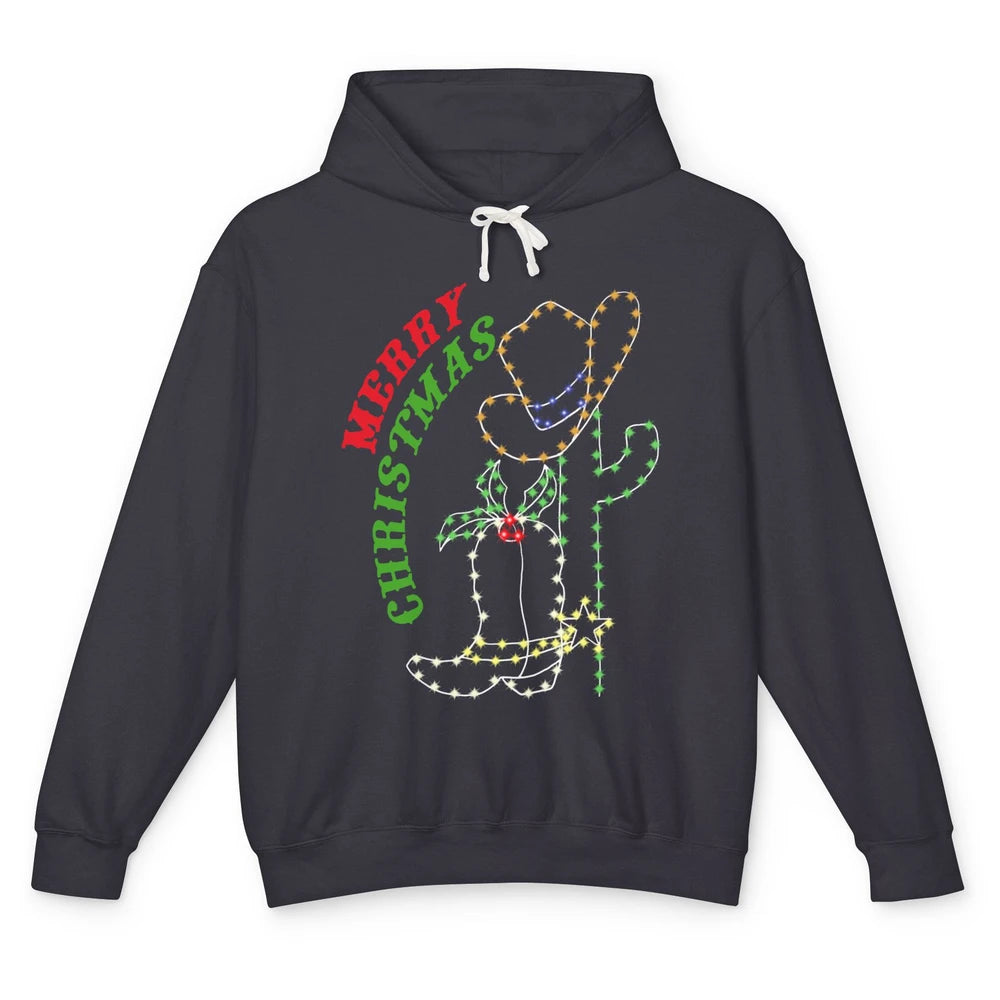 Retro Cowboy Merry Christmas Western Country Cowgirl Costume Unisex Lightweight Hoodie