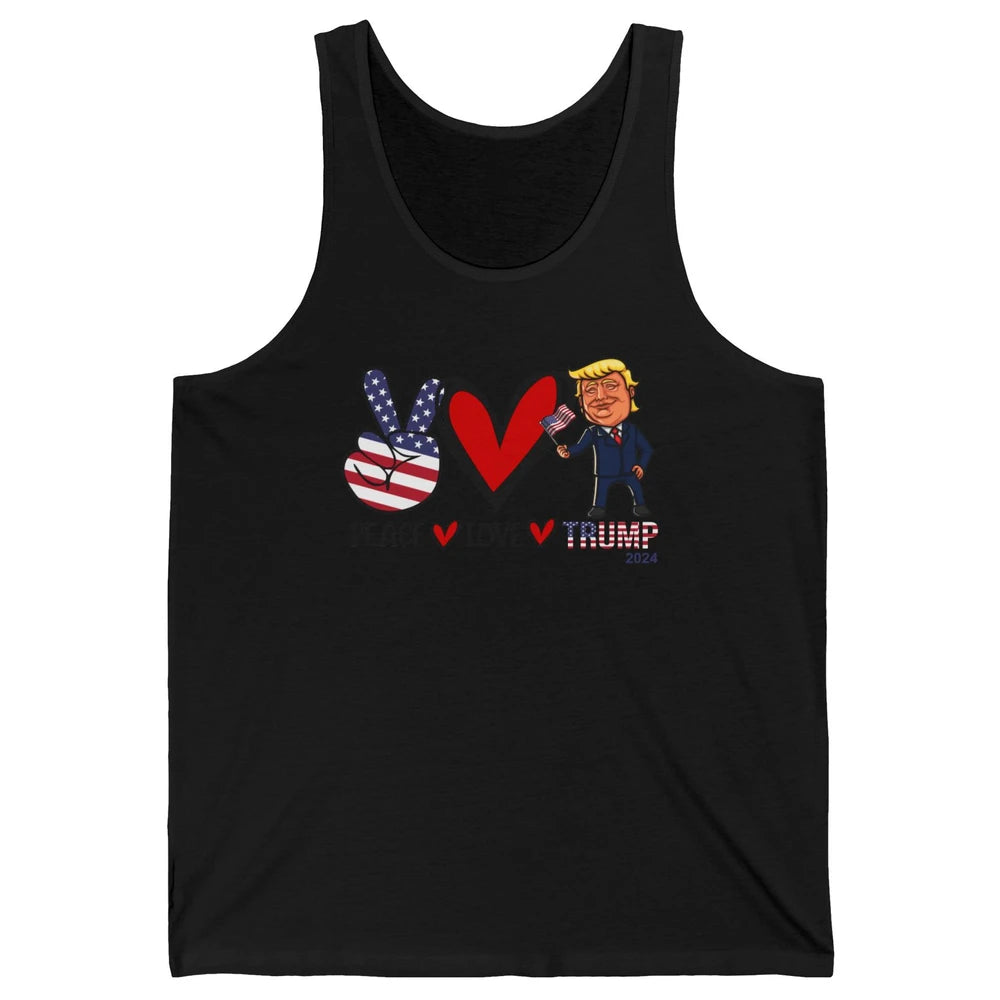 Peace Love Trump 2024 US Flag President Trump Return Support Unisex Jersey Tank