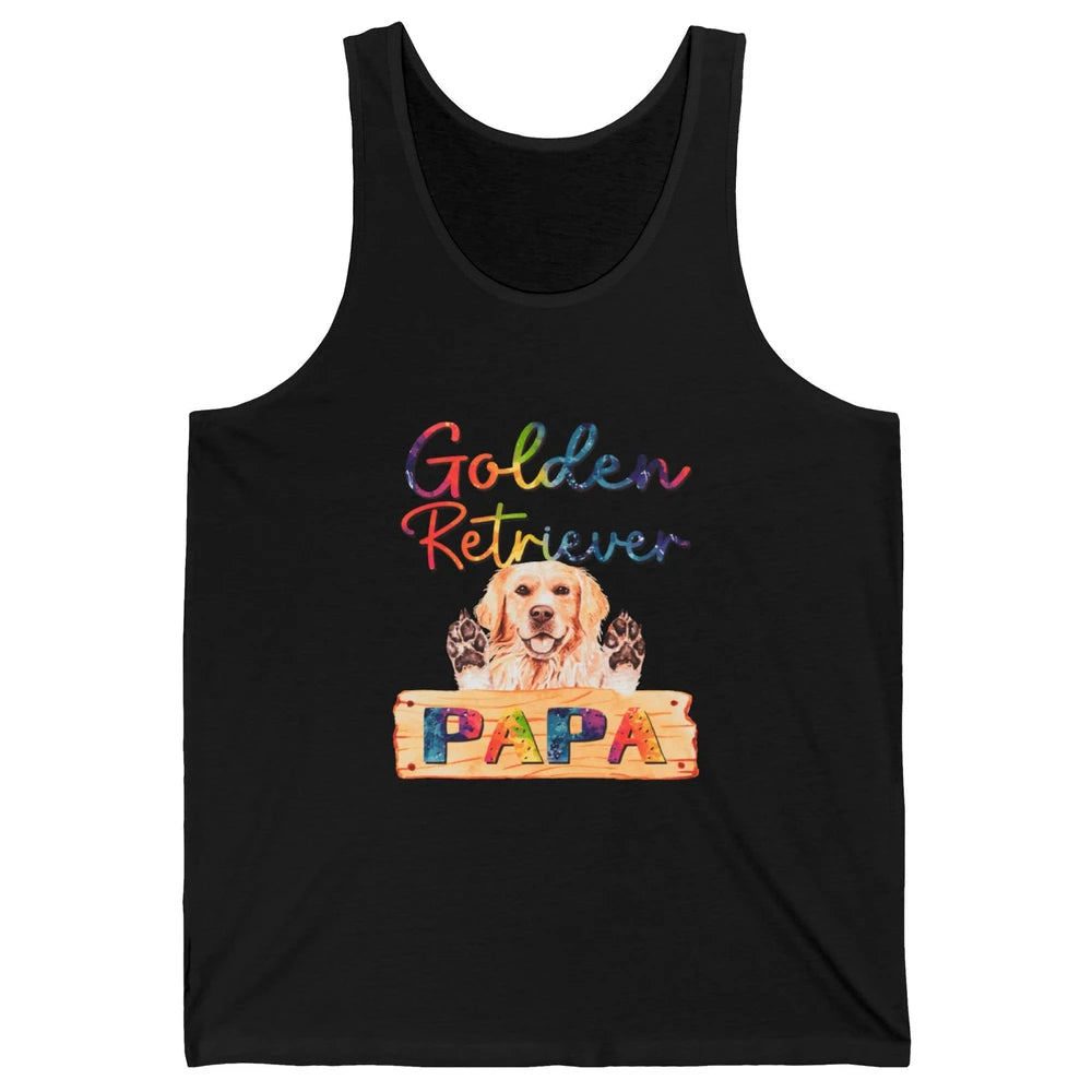 Colorful Golden Retriever Dog Papa Cute Puppy Father Dad Unisex Jersey Tank
