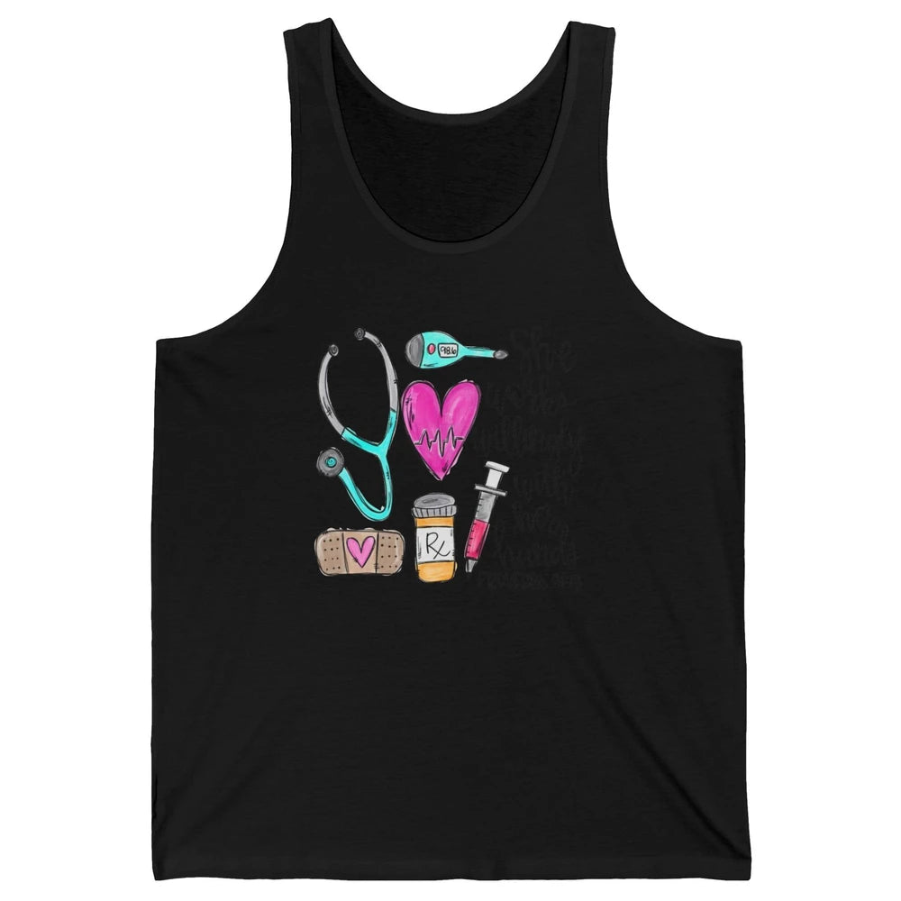 Nursing Life She Works Willingly With Her Hands RN Nurse Day Unisex Jersey Tank