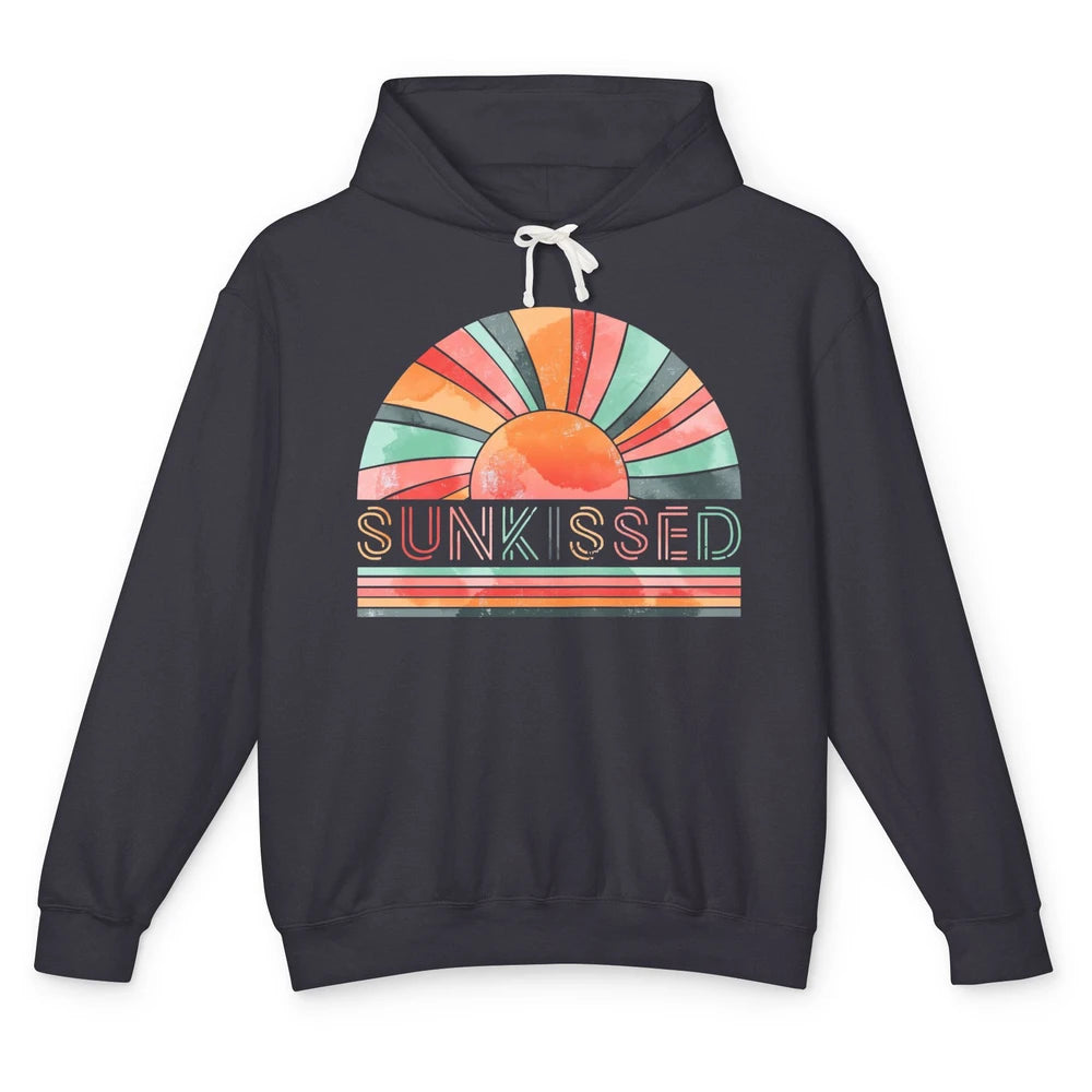 Retro Rainbow Sunkissed Summer Beach Life Vintage Boho Unisex Lightweight Hoodie