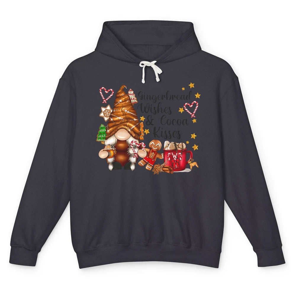 Retro Christmas Gnome Gingerbread Wishes and Cocoa Kisses Unisex Lightweight Hoodie