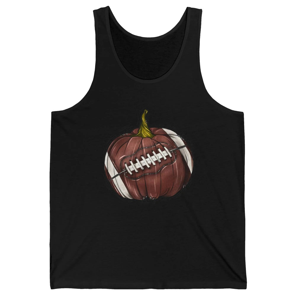 Football Pumpkin Tis The Season Fall Leaves Autumn Halloween Unisex Jersey Tank