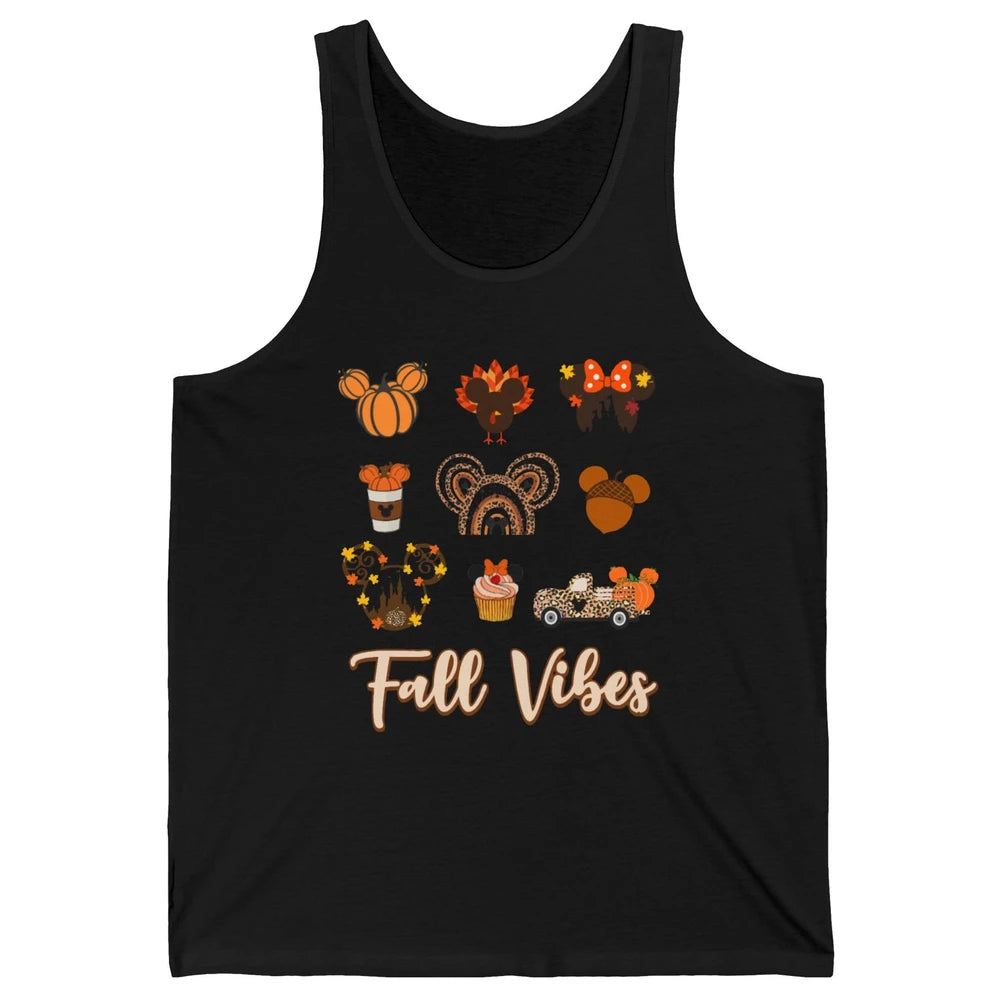 Retro Fall Vibes Pumpkin Turkey Halloween Fall Thanksgiving Unisex Jersey Tank