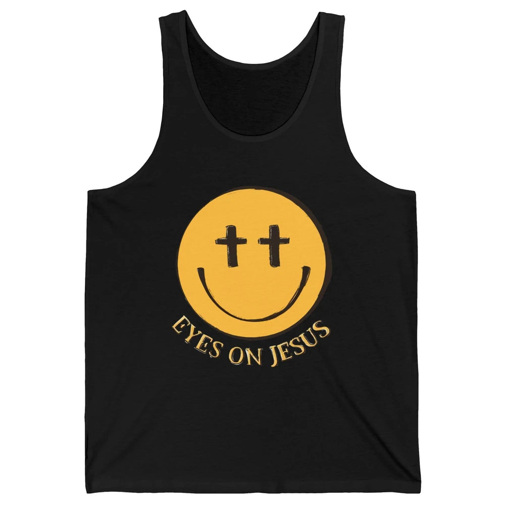Retro Smiling Face Eyes On Jesus Christian Faith Religious Unisex Jersey Tank