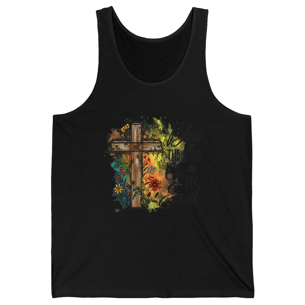 Christian Bless The Lord Oh My Soul Bible Verse Jesus Christ Flower Cross Church Unisex Jersey Tank
