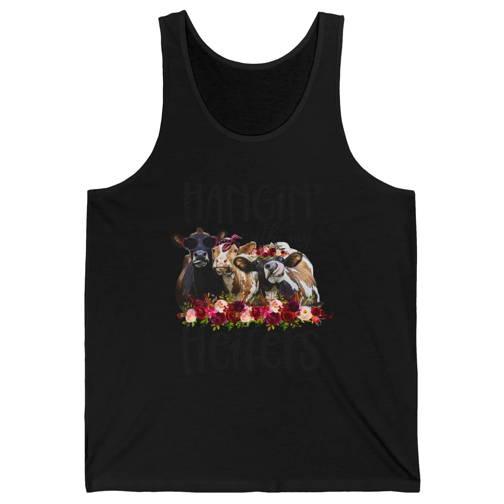 Funny Floral Heifer Hanging With My Heifer Cow Castle Farmer Unisex Jersey Tank