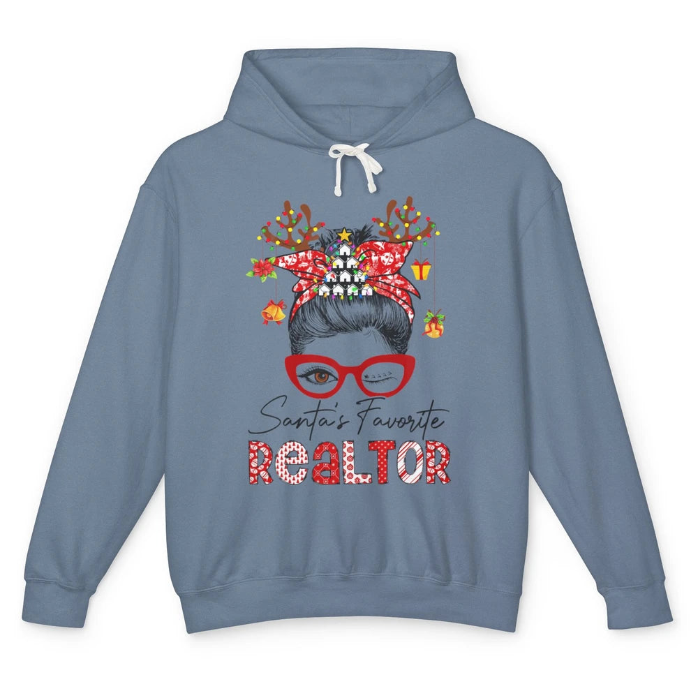 Merry Christmas Xmas Santa Messy Hair Realtor Real Estate Unisex Lightweight Hoodie