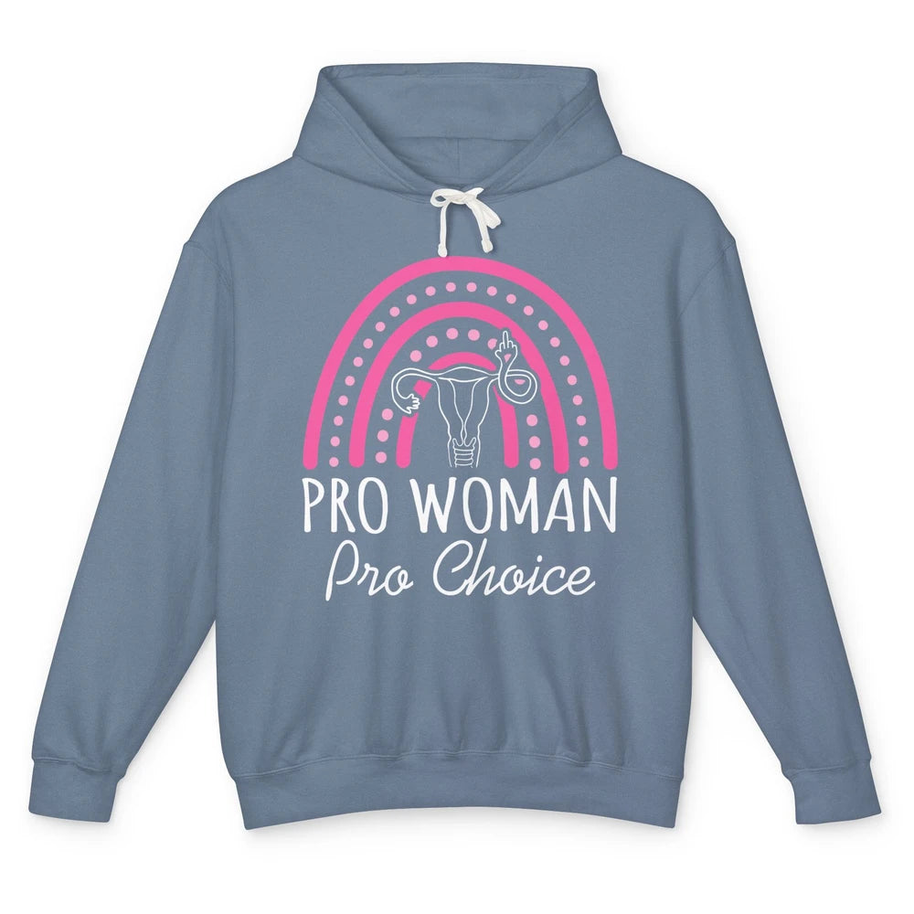 Pro Women Pro Choice My Uterus Rainbow Abortion Rights Unisex Lightweight Hoodie