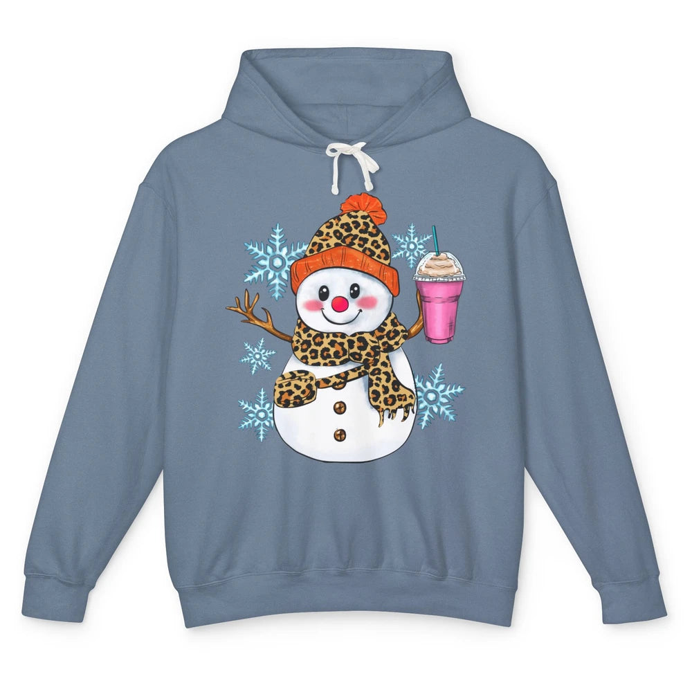 Retro Leopard Christmas Bougie Snowman Boojee Winter Holiday Unisex Lightweight Hoodie