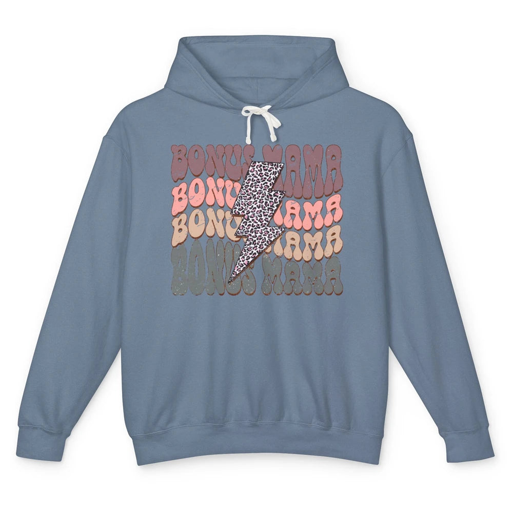 Retro Bonus Mama Leopard Lightning Bolt Western Stepmother Unisex Lightweight Hoodie