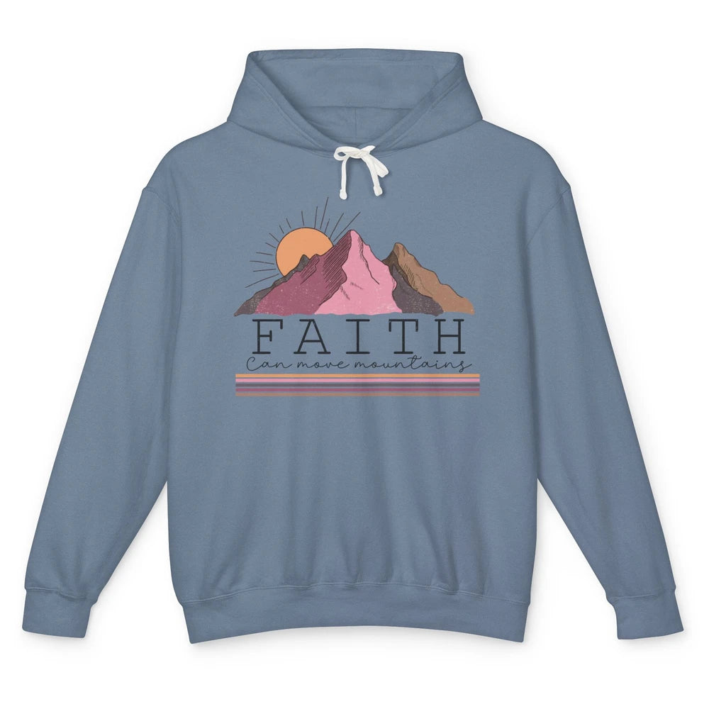Faith Can Move Mountains Retro Christian Bible Verse Jesus Unisex Lightweight Hoodie