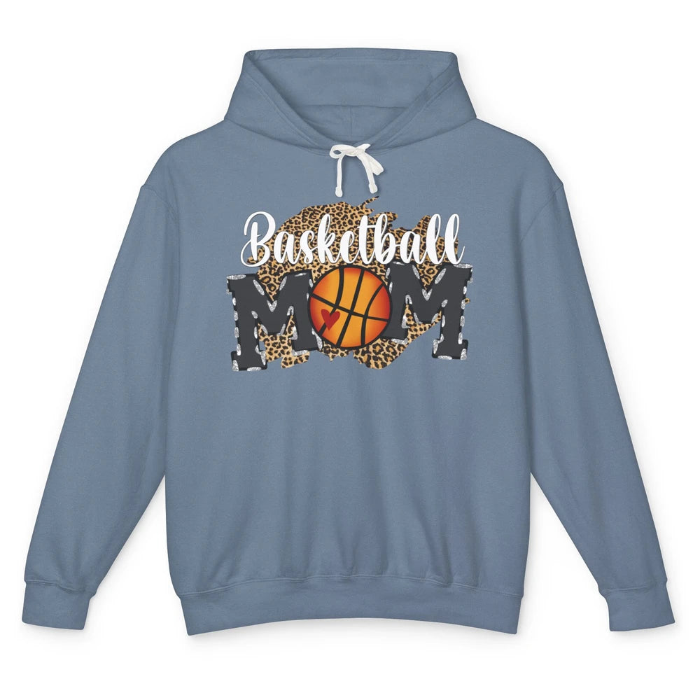 Leopard Basketball Mom Proud Basketball Players Mom Gift Unisex Lightweight Hoodie