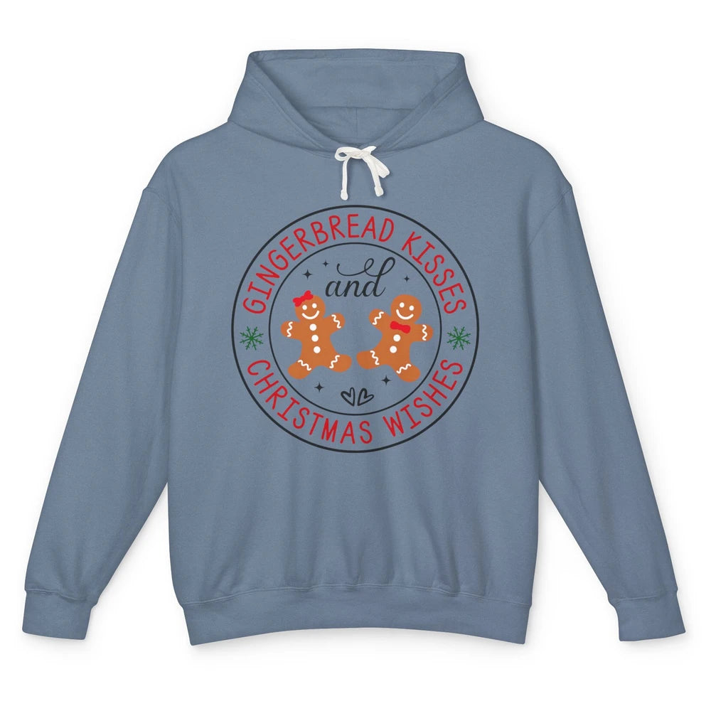 Christmas Gingerbread Kissed And Christmas Wishes Winter Unisex Lightweight Hoodie
