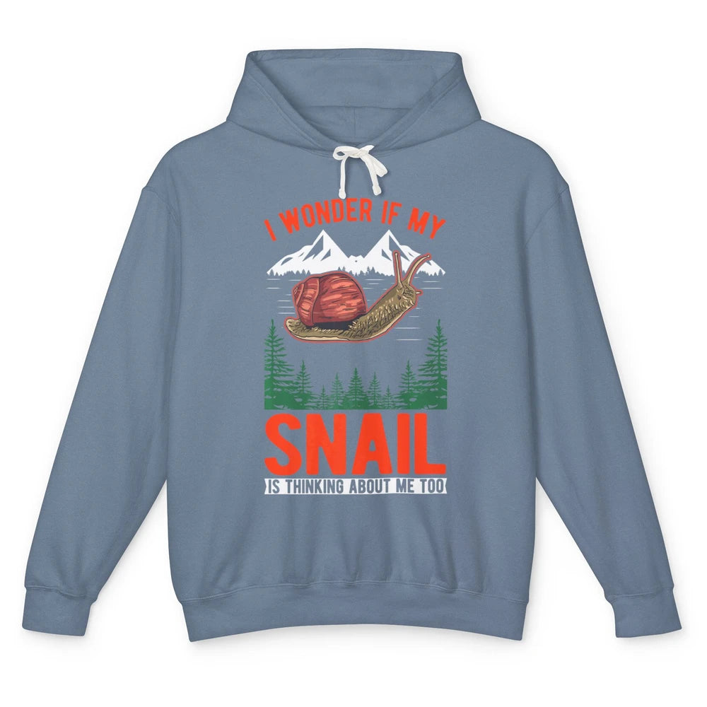 Funny Retro If My Snail Thinking About Me Sarcastic Animal Unisex Lightweight Hoodie