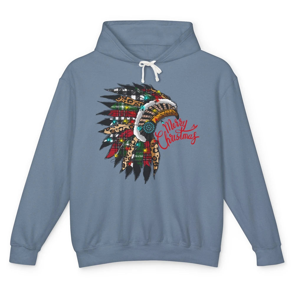 Christmas Headdress Indian Hat Leopard Western Christmas Unisex Lightweight Hoodie