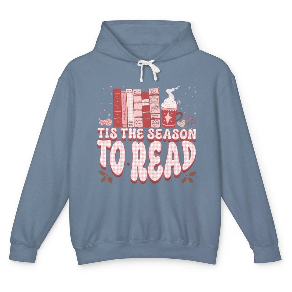Tis The Season To Read Retro Christmas Book Reader Book Nerd Unisex Lightweight Hoodie