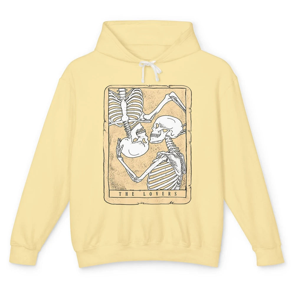 Tarot Card The Lovers Skeleton Couple Funny Skull Vintage Astrology Gothic Happy Valentine's Day Unisex Lightweight Hoodie