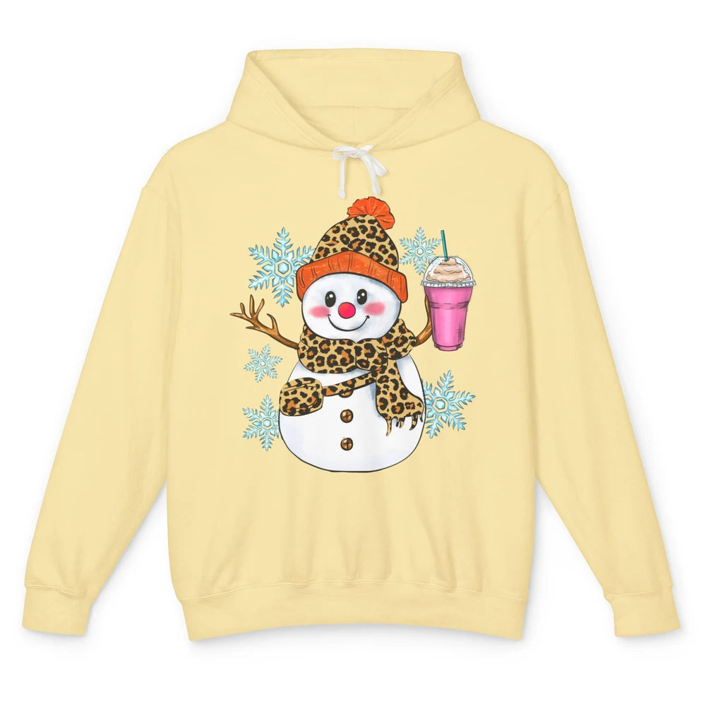 Retro Leopard Christmas Bougie Snowman Boojee Winter Holiday Unisex Lightweight Hoodie