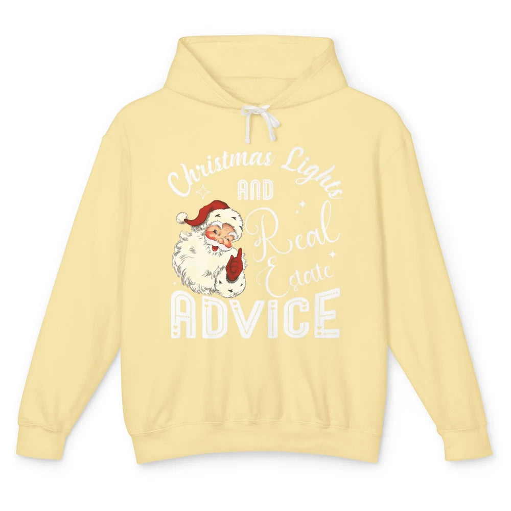 Merry Christmas Xmas Lights Santa Realtor Real Estate Advice Unisex Lightweight Hoodie