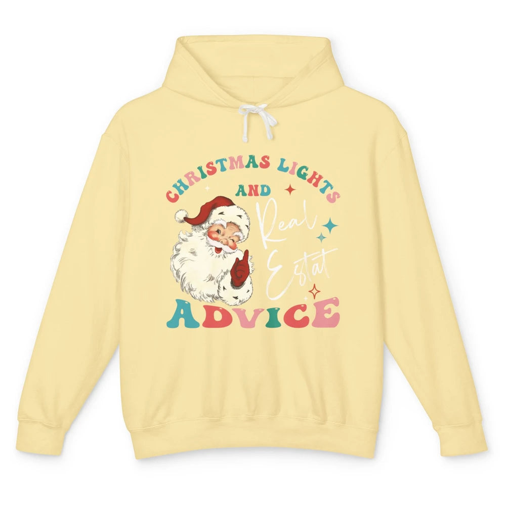 Merry Christmas Xmas Lights Santa Realtor Real Estate Advice Unisex Lightweight Hoodie