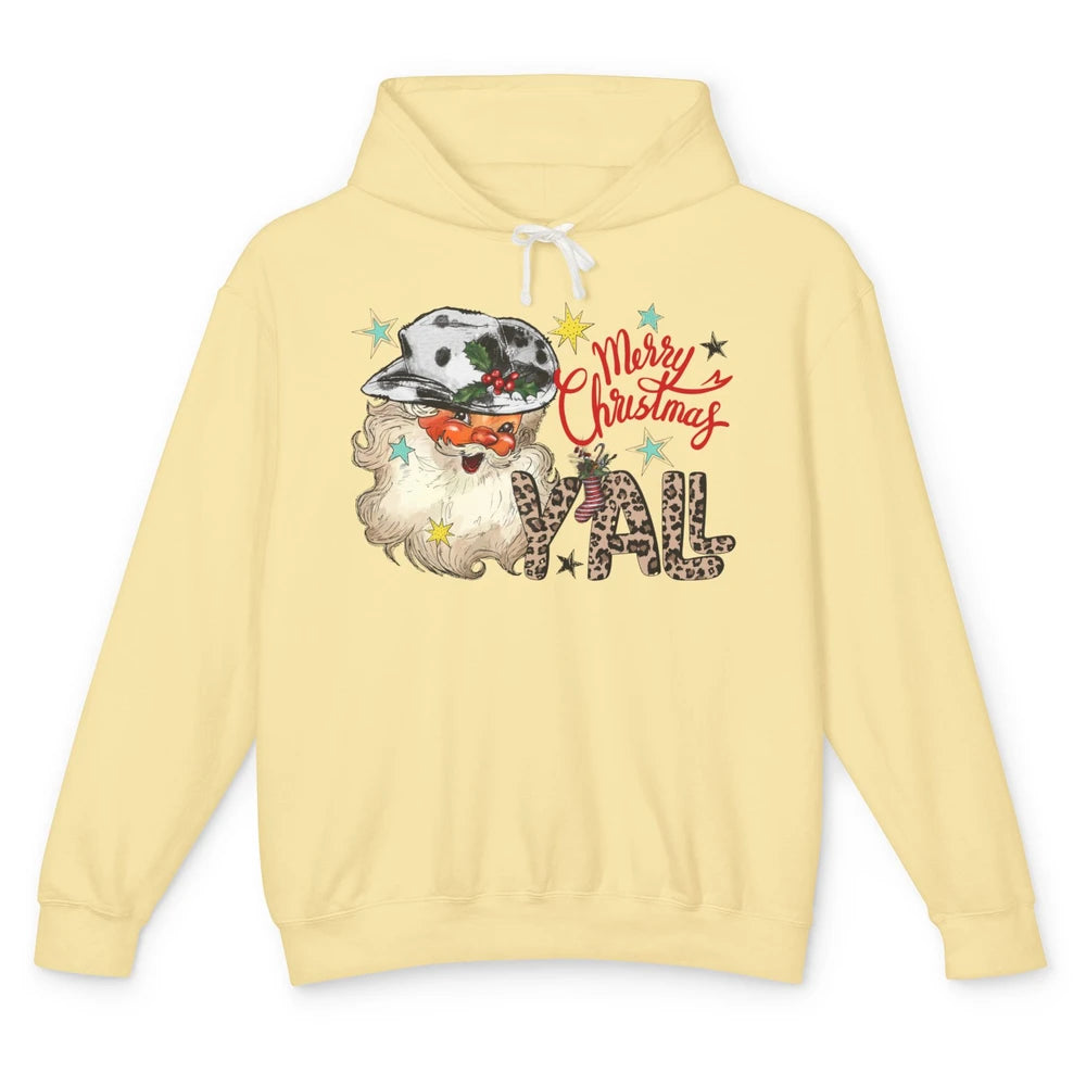 Santa Claus Merry Christmas Y'all Western Country Cowboy Unisex Lightweight Hoodie