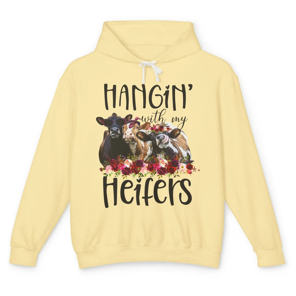 Funny Floral Heifer Hanging With My Heifer Cow Castle Farmer Unisex Lightweight Hoodie
