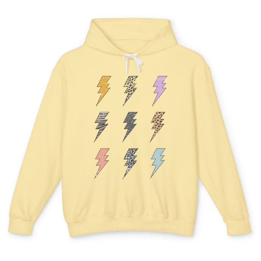 Preppy Lightning Bolt Colorful Leopard Cheetah Western Retro Unisex Lightweight Hoodie