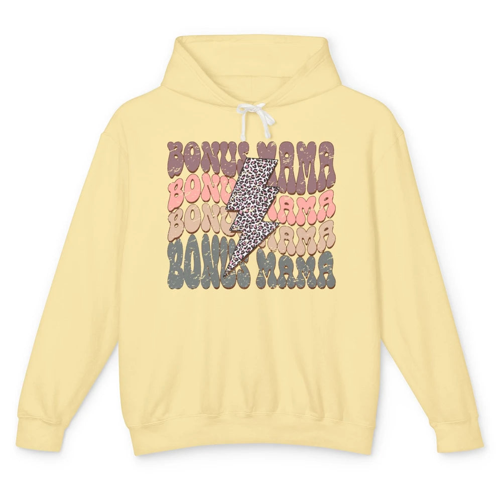 Retro Bonus Mama Leopard Lightning Bolt Western Stepmother Unisex Lightweight Hoodie