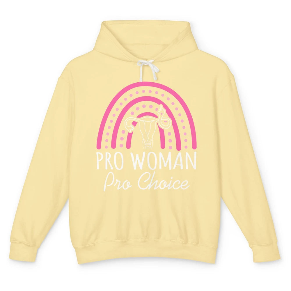 Pro Women Pro Choice My Uterus Rainbow Abortion Rights Unisex Lightweight Hoodie