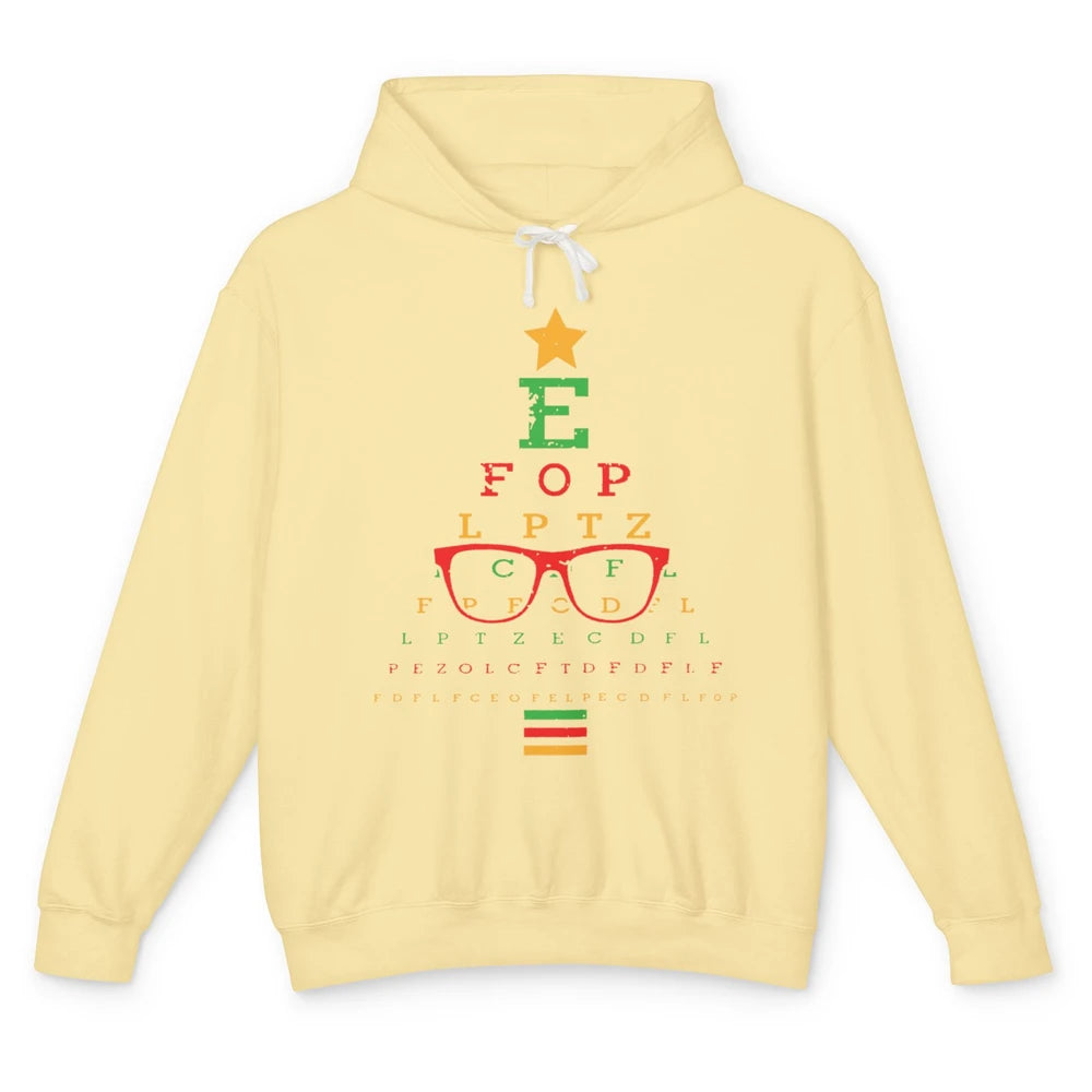 Optician Christmas Funny Xmas Tree Eyeglasses Optometrist Unisex Lightweight Hoodie