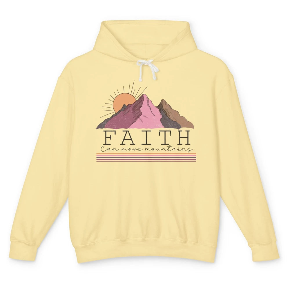 Faith Can Move Mountains Retro Christian Bible Verse Jesus Unisex Lightweight Hoodie
