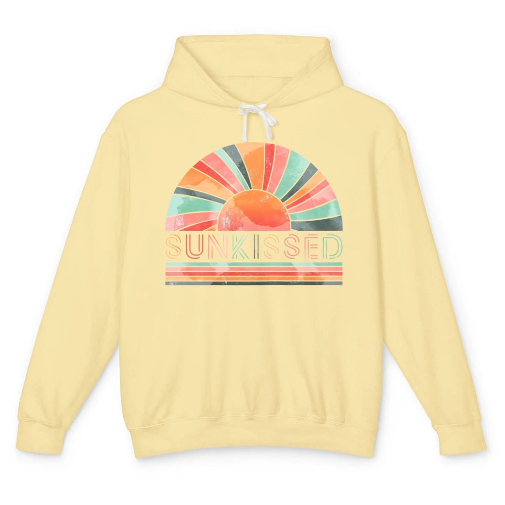 Retro Rainbow Sunkissed Summer Beach Life Vintage Boho Unisex Lightweight Hoodie