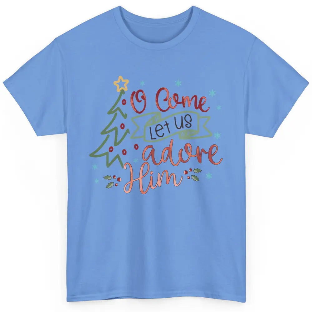 Retro Christmas Tree O Come Let Us Adore Him Christian Jesus Classic Unisex T-Shirt