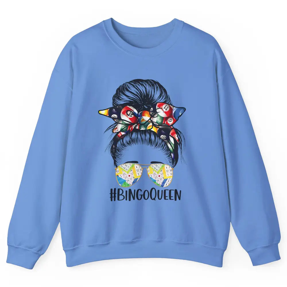 Bingo Life Messy Bun Bandana Gambling Lucky Bingo Player Unisex Crewneck Sweatshirt