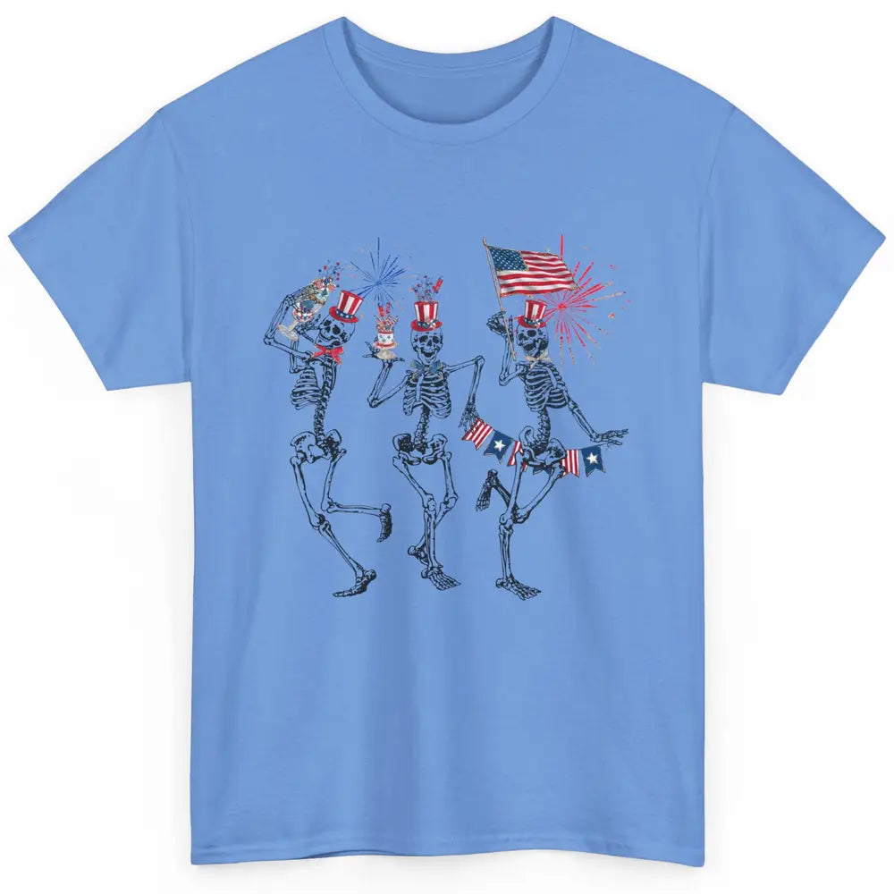 4th July Independence Day Dancing Skeletons America Flag Classic Unisex T-Shirt