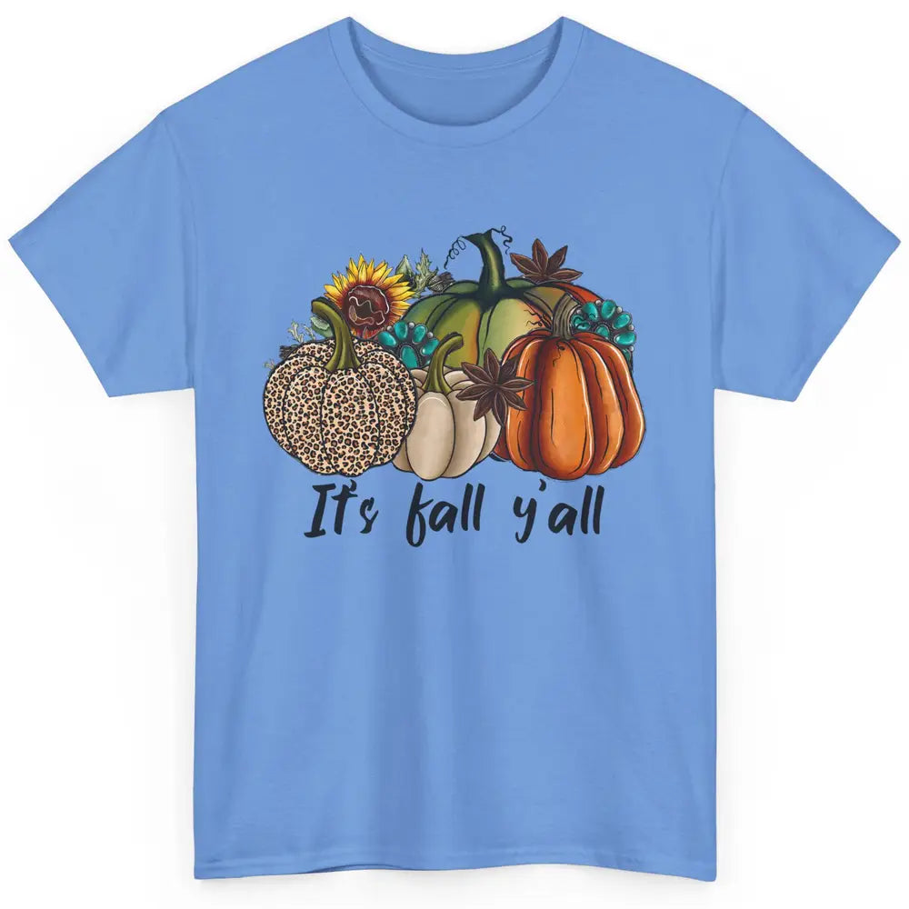 Leopard Pumpkin It's Fall Yall Fall Leaves Western Autumn Classic Unisex T-Shirt