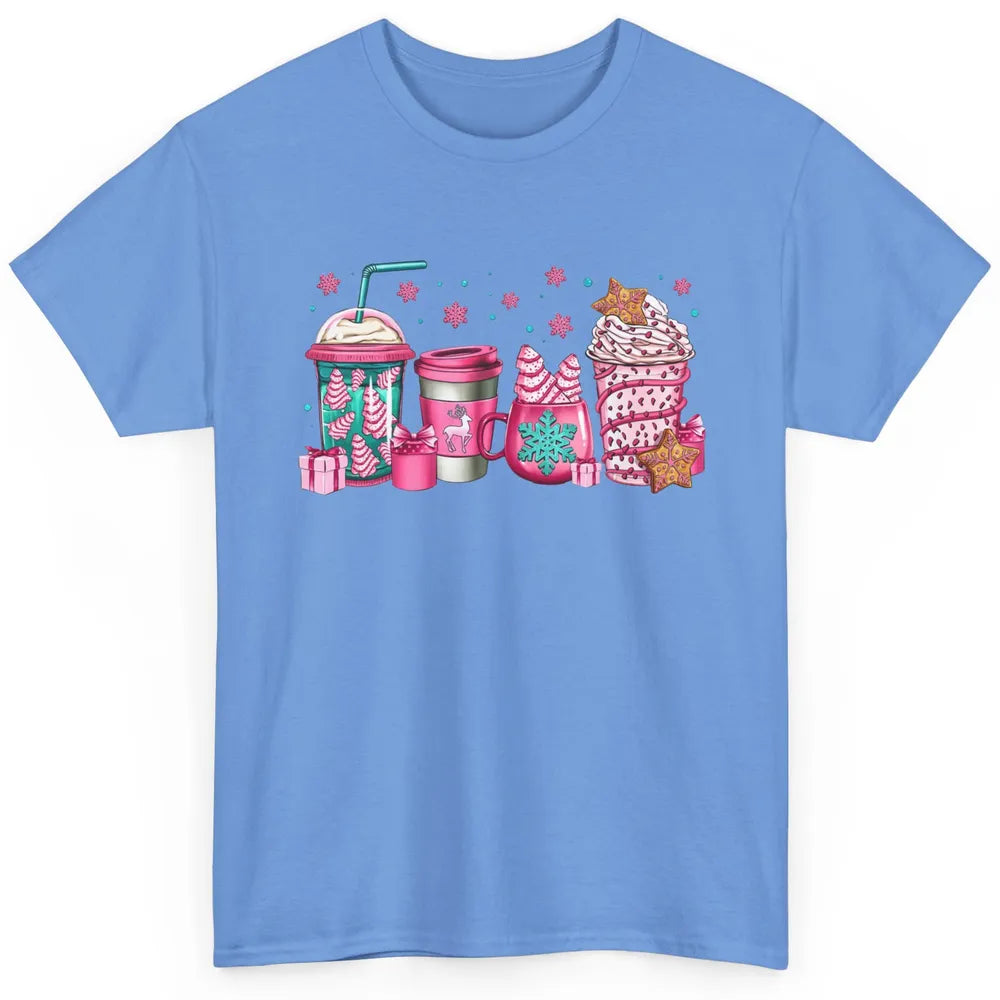 Pink Christmas Coffee Christmas Tree Cake Christmas Lovers Classic Unisex T-Shirt